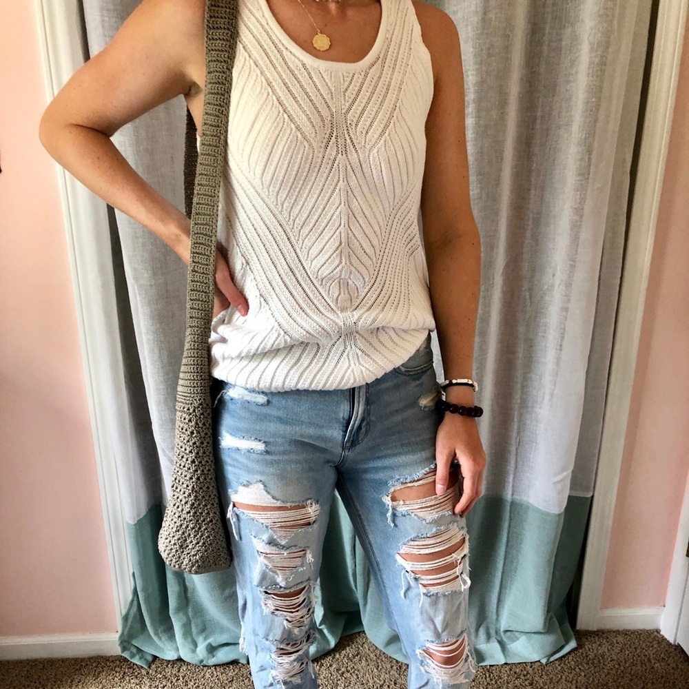 White Knit Sleeveless Sweater/Tank